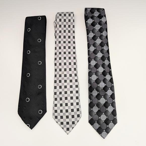Elegant Black/Gray/White/Silver Men's Ties - Picture 1 of 11